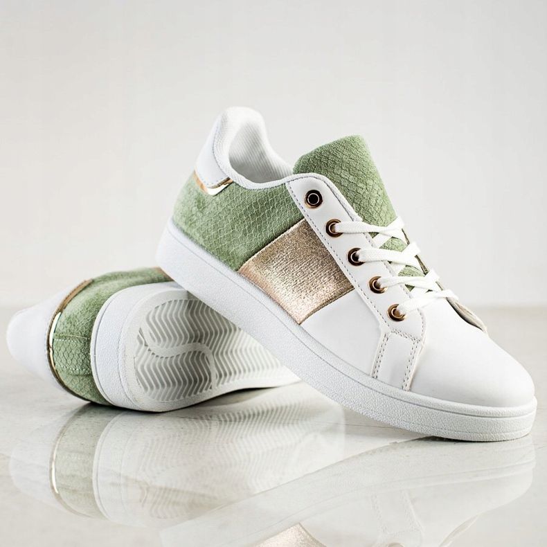SHELOVET Fashionable Laced Sneakers white multicolored green 1 SHELOVET Fashionable Laced Sneakers white multicolored green 1