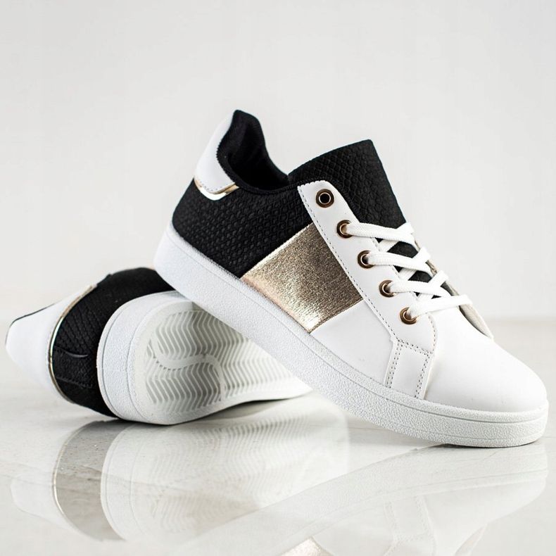 SHELOVET Fashionable Laced Sneakers white black multicolored 1