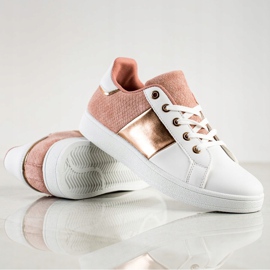 SHELOVET Fashionable Laced Sneakers white pink multicolored 1 SHELOVET Fashionable Laced Sneakers white pink multicolored 1