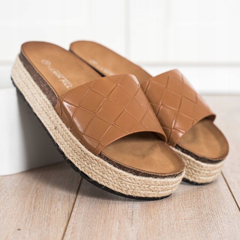 SHELOVET Platform flip-flops brown 1