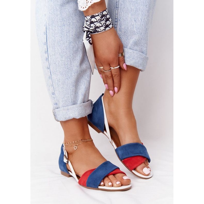 Leather Sandals Maciejka 04614-17 Navy Blue-Red 1 Leather Sandals Maciejka 04614-17 Navy Blue-Red 1