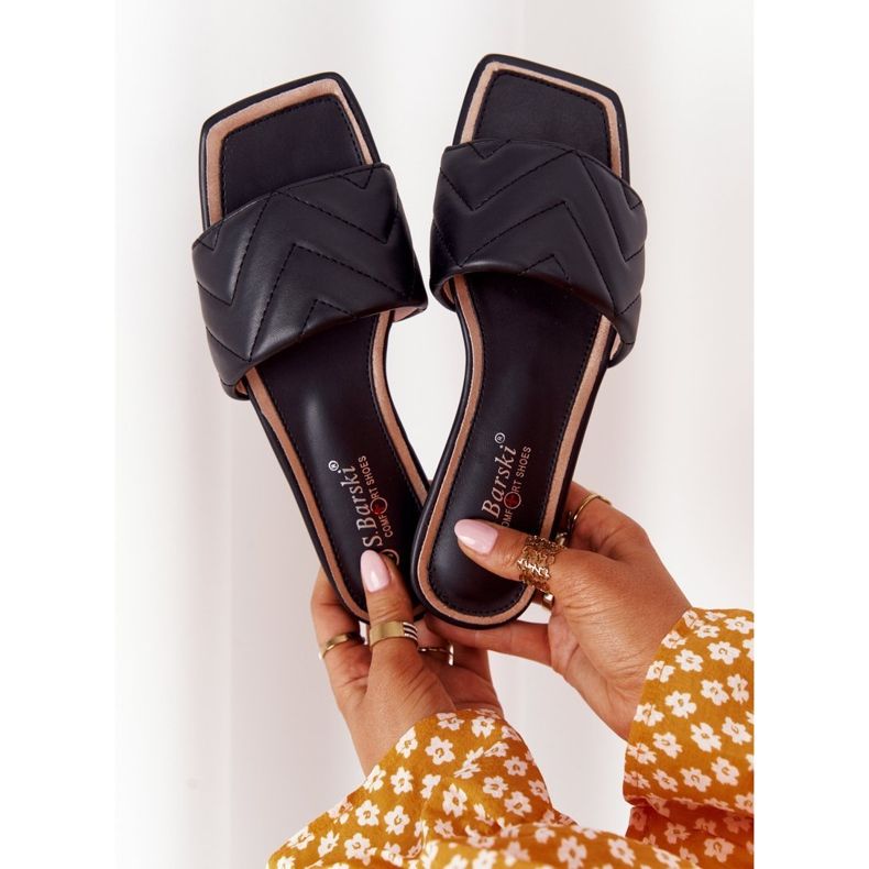 Leather slippers with quilting S.Barski 331-42 Black 2