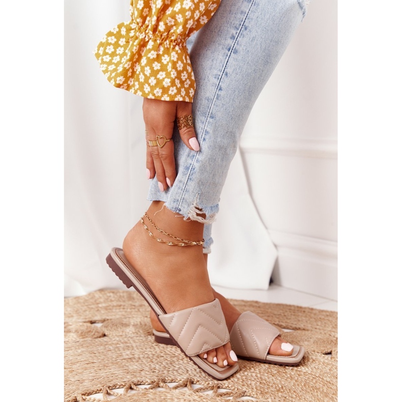 S.Barski Leather Slippers With Quilting S. Barski 331-42 Cappuccino beige 2