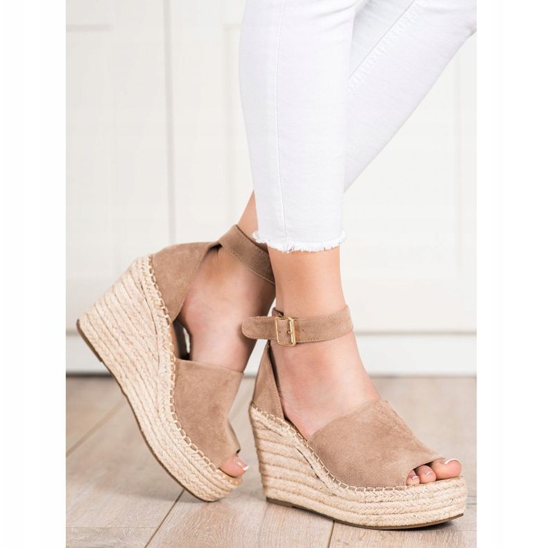 SHELOVET Beige Wedge Sandals 1