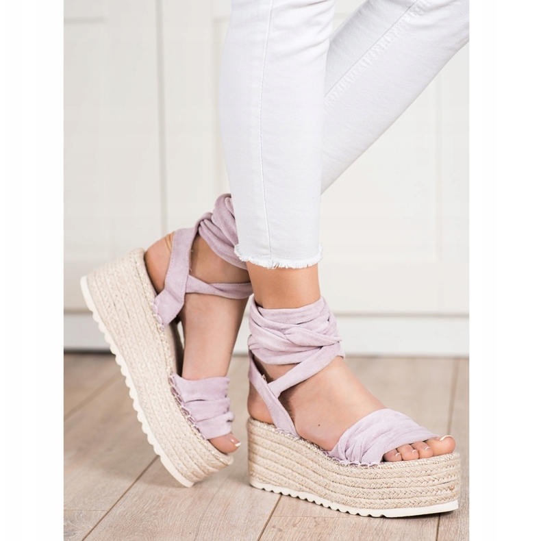 SHELOVET Tied Espadrilles Sandals purple 2