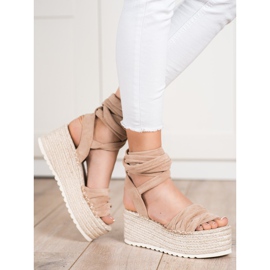 SHELOVET Tied Espadrilles Sandals beige 1