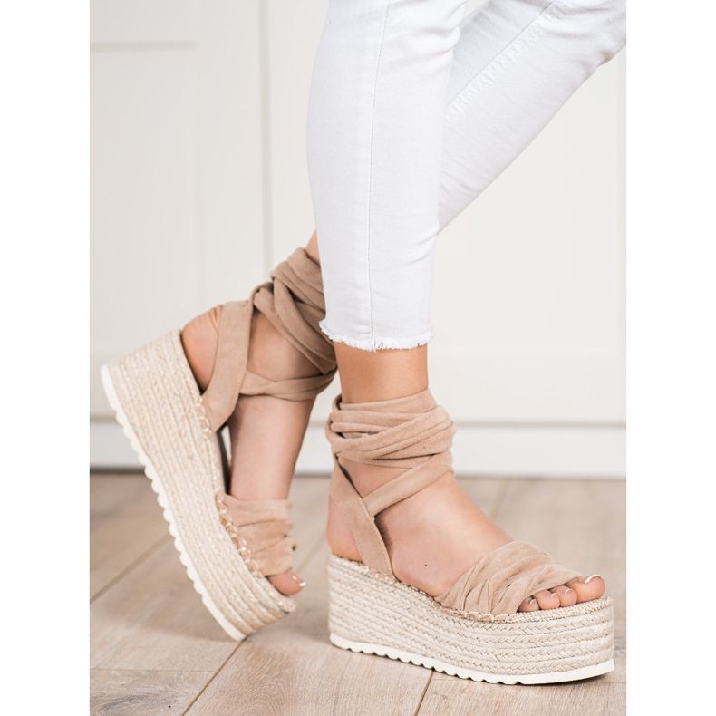 SHELOVET Tied Espadrilles Sandals beige 1