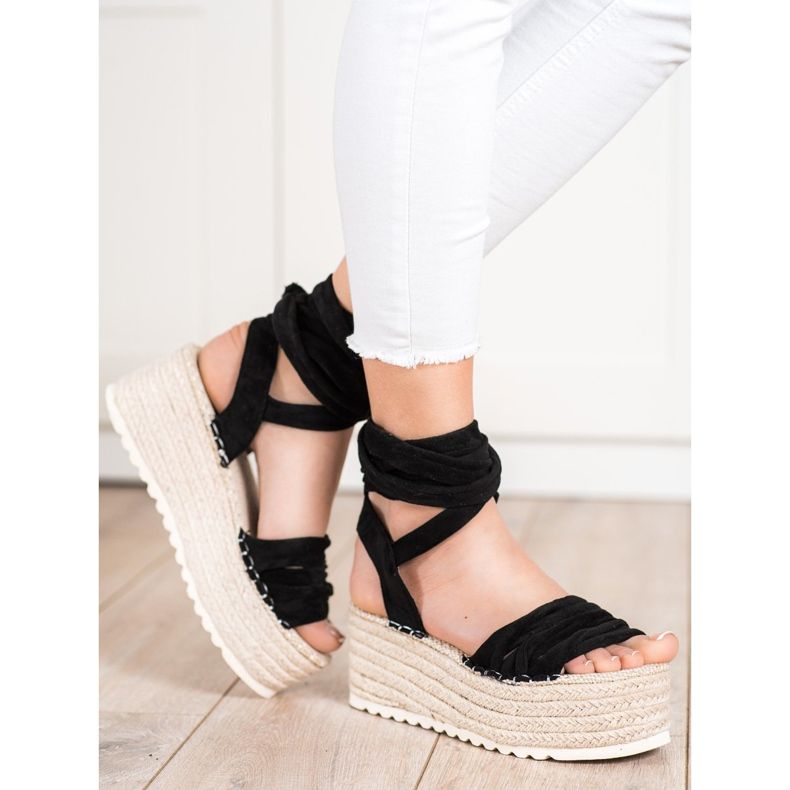 SHELOVET Tied Espadrilles Sandals black 2