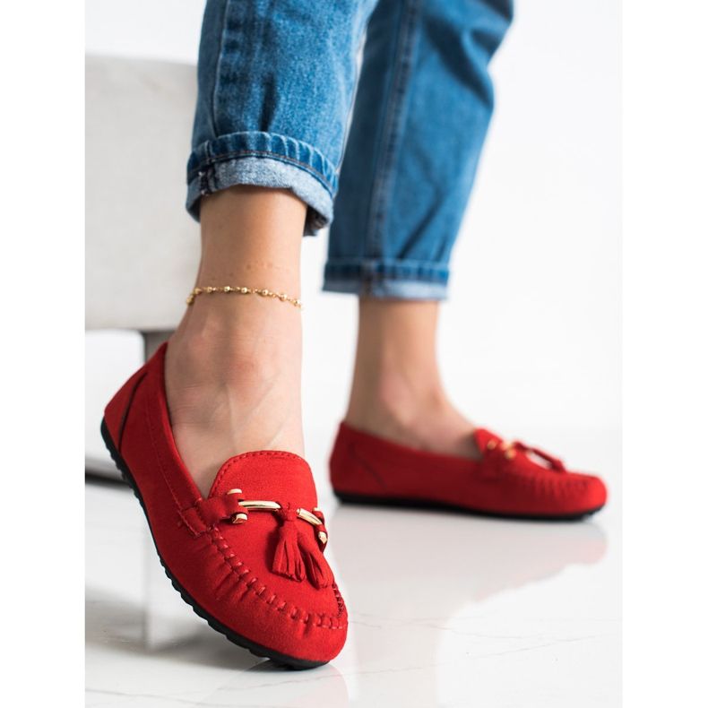Queentina Fashionable suede loafers red 2 Queentina Fashionable suede loafers red 2