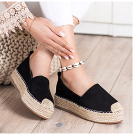 SHELOVET Suede Espadrilles On The Platform black 1
