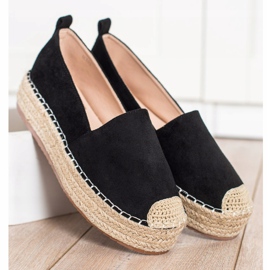 SHELOVET Suede Espadrilles On The Platform black 2