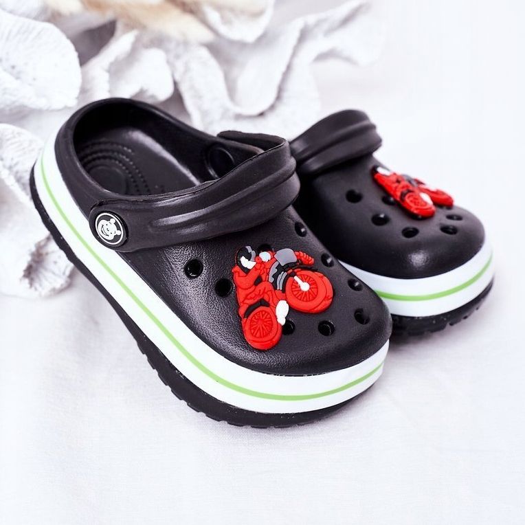 Children's Foam Slippers Kroks Black Lazy Day multicolored 2