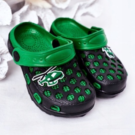 Children's Foam Slippers Kroks Black and Green Jupiter 2