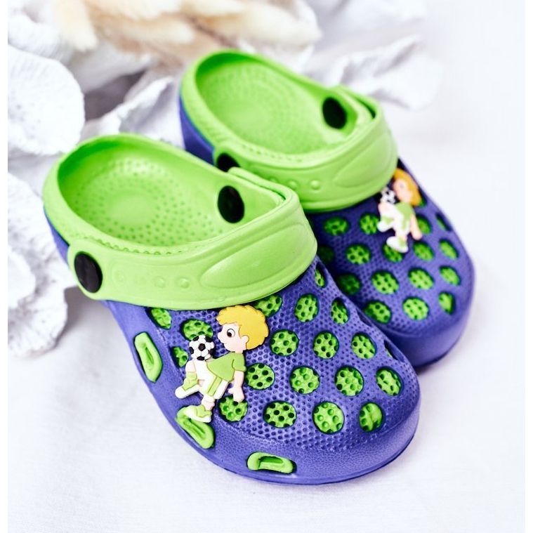 Children's Foam Slippers Crocs Navy Blue-Green Jupiter 2