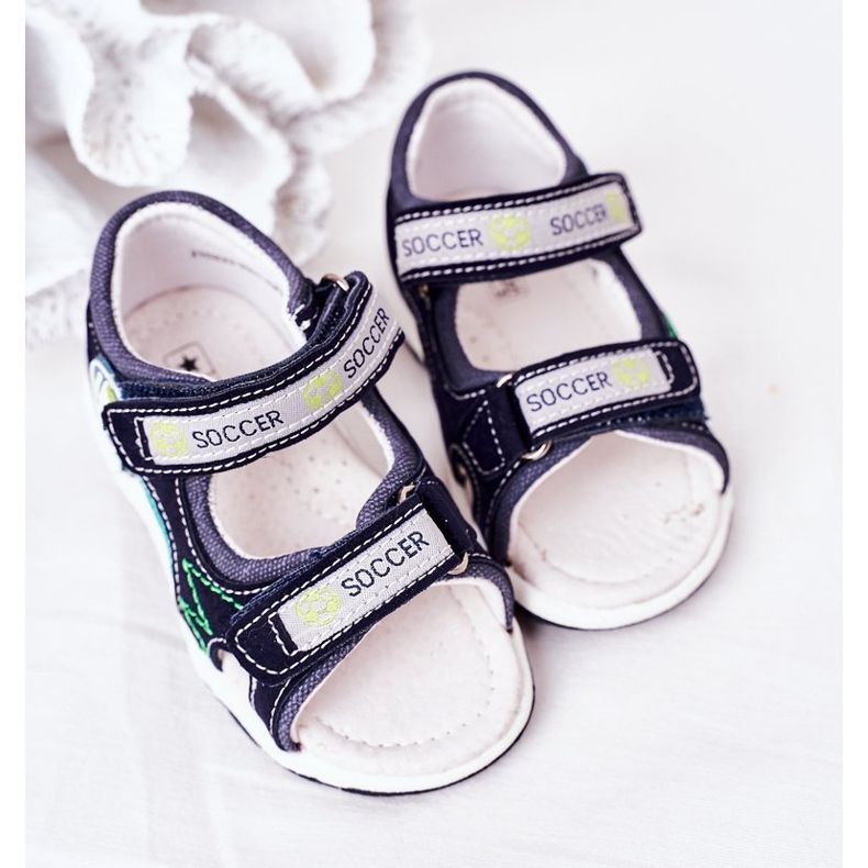 EVE Children's Navy Blue Soccer Sandals With Velcro multicolored 2