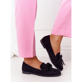 EVE Fringed Suede Loafers Black Alicante 1