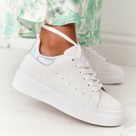 Sport Shoes Sneakers On The Platform White and Silver Shine Bright 1