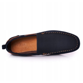 Suede Casual Loafers GOE HH1N4019 Navy Blue brown 1