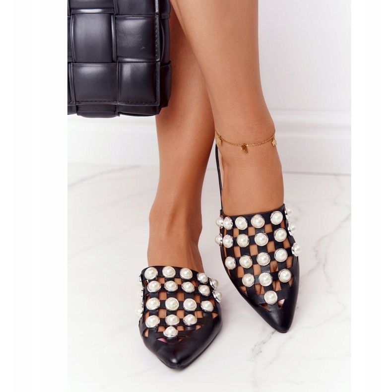 PS1 Black Ripple Slippers With Uppers And Pearls 1