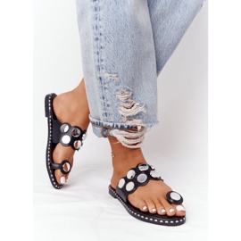 PS1 Eco-Leather Slippers With Rhinestones Black Ava 2