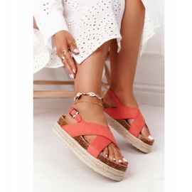 Sandals On The Cork Platform Big Star FF274A129 Koral beige red 2