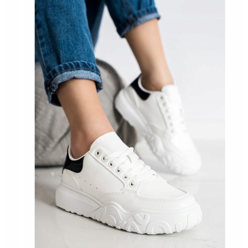 Small Swan White Eco Leather Sneakers 2