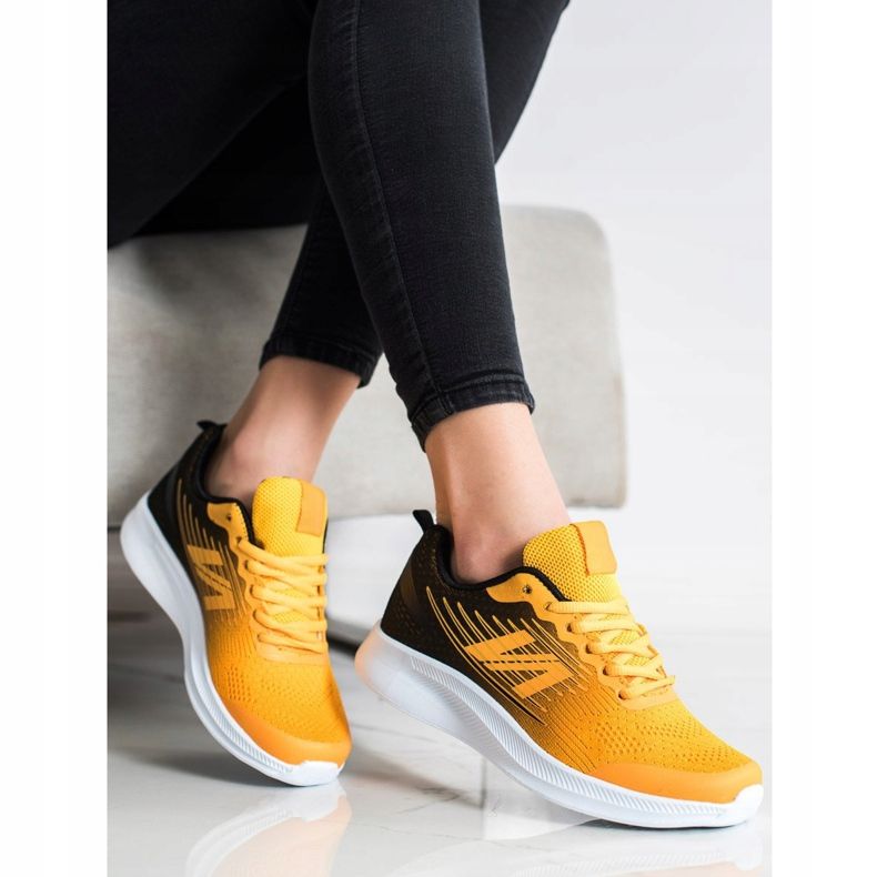 SHELOVET Light Textile Sneakers black yellow 2