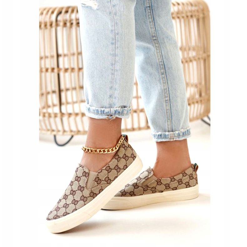 Women's Logged Sneakers Slip-On Khaki Challenge beige brown 4