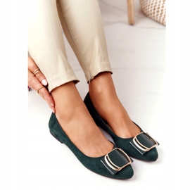Suede ballerinas with a buckle Sergio Leone BL623 ​​Green golden 4