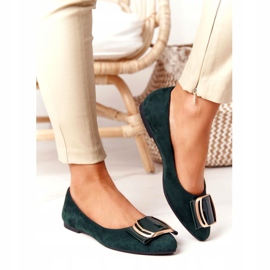 Suede ballerinas with a buckle Sergio Leone BL623 ​​Green golden 2