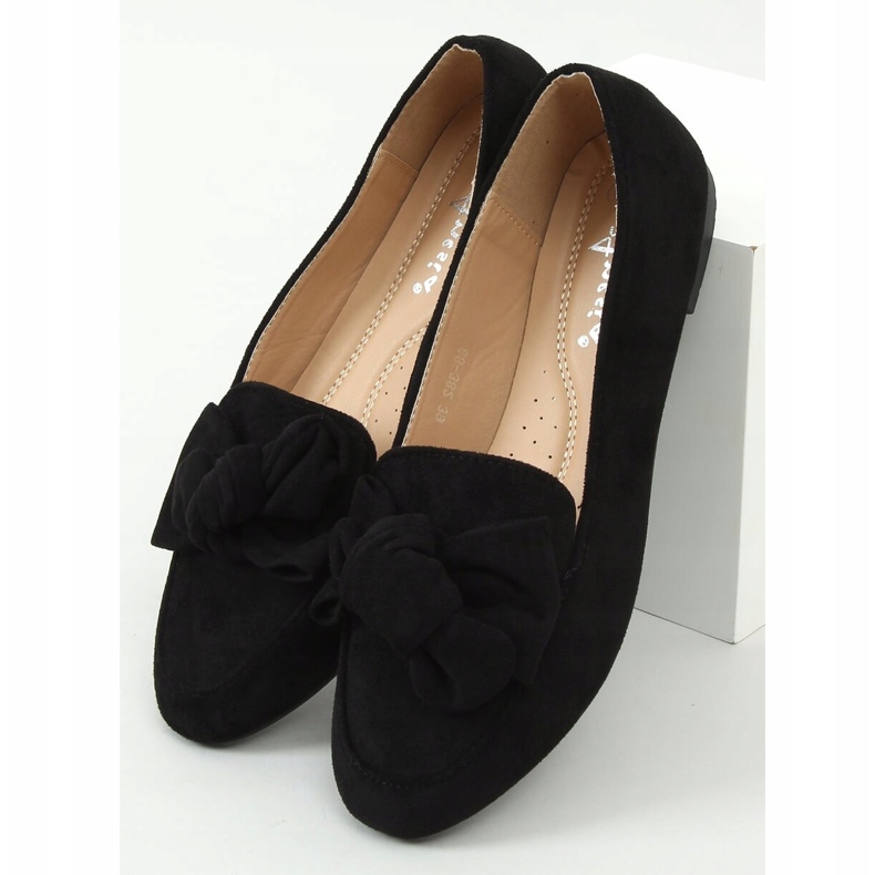 Black loafers with a bow 88-382 Black 1
