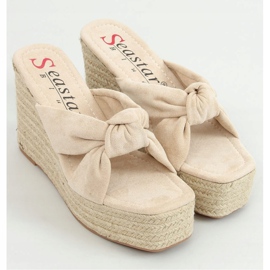 Beige XY14P Beige espadrilles wedges 1