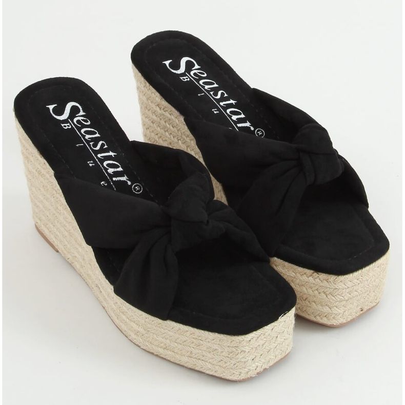 Black XY14P Black espadrilles wedges 1