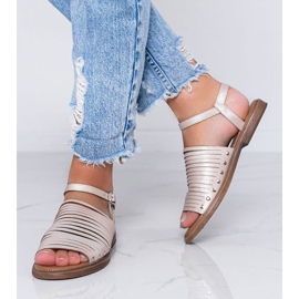 Brown Sun beige glossy sandals 1