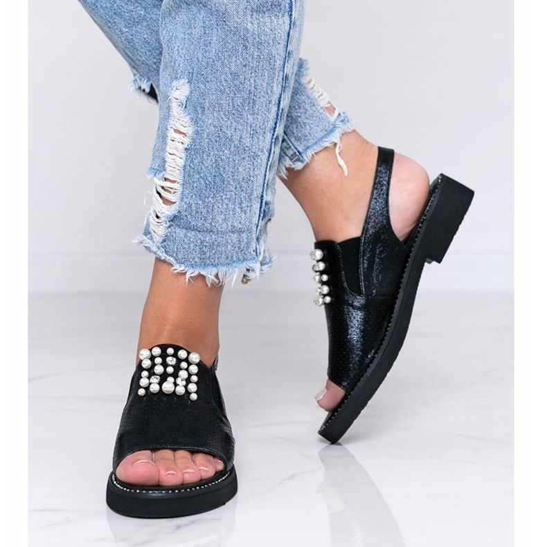 Black sandals with pearls Like A Woman 1