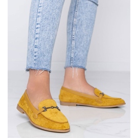 Mustard loafers made of Juliette eco-suede yellow 1