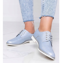 Blue shiny Kyoto openwork shoes 1