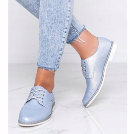 Blue shiny Kyoto openwork shoes 2