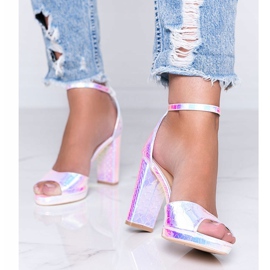 Silver holographic sandals on a Millo post 1