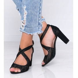 Black lace sandals on the Beth post 1