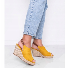 Mustard wedge sandals by Lindy yellow 1
