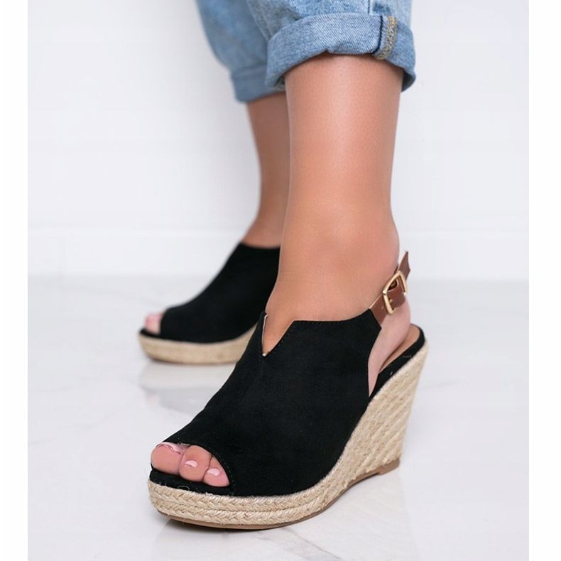 Black wedge sandals from Lindy 1