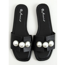 Black N-91 Black slippers with pearls 1