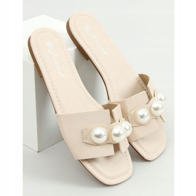 Slippers with pearls N-91 Beige 1