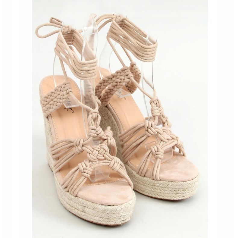 Espadrilles on a wedge braided boho beige M319P Nude 1