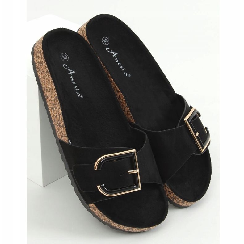 Black cork slippers N-111 Black 1