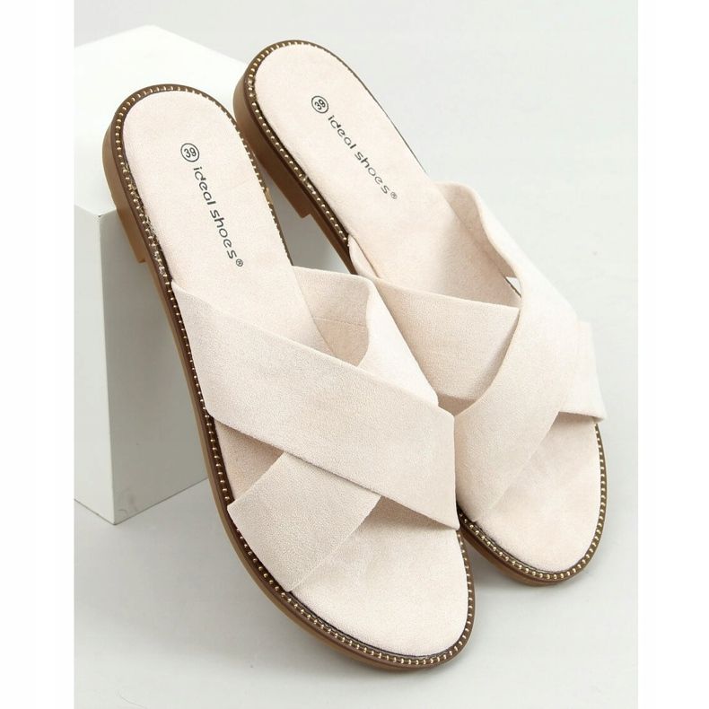 Women's beige crossover slippers 5143 Beige 1 Women's beige crossover slippers 5143 Beige 1