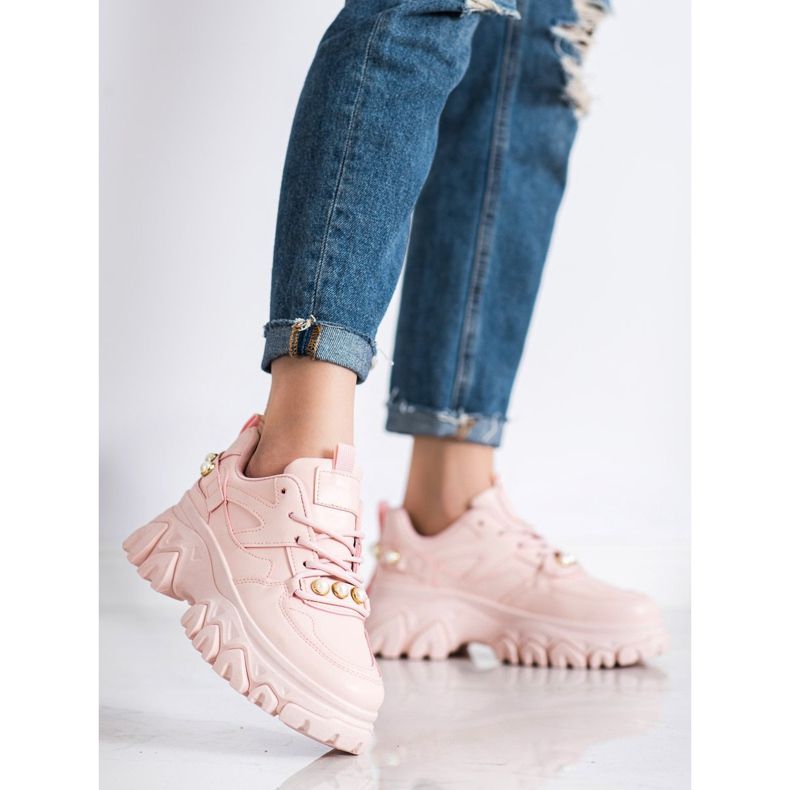 SHELOVET Pink Sneakers With Pearls 1 SHELOVET Pink Sneakers With Pearls 1