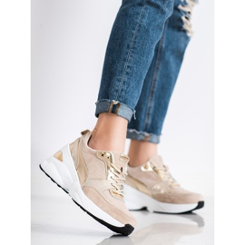 Filippo Leather Wedge Sneakers beige 2