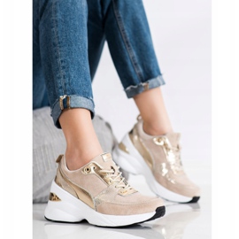 Filippo Leather Wedge Sneakers beige 1